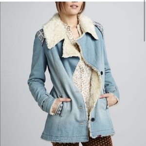 Free People Denim Sherpa Jacket